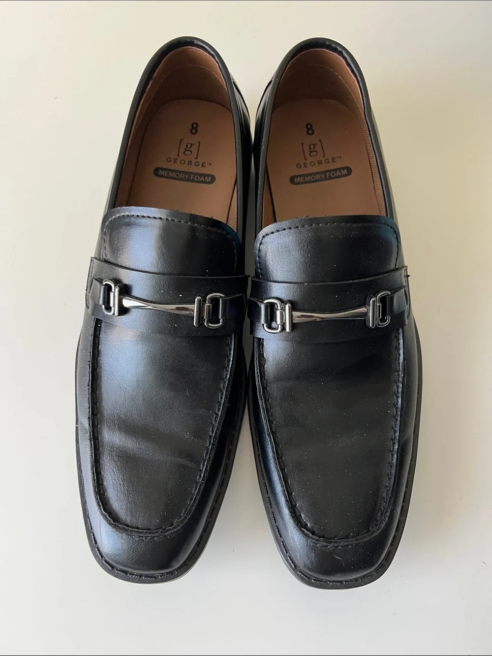 George Men's Jackey Black Slip-On Loafers with Metal Bit 8